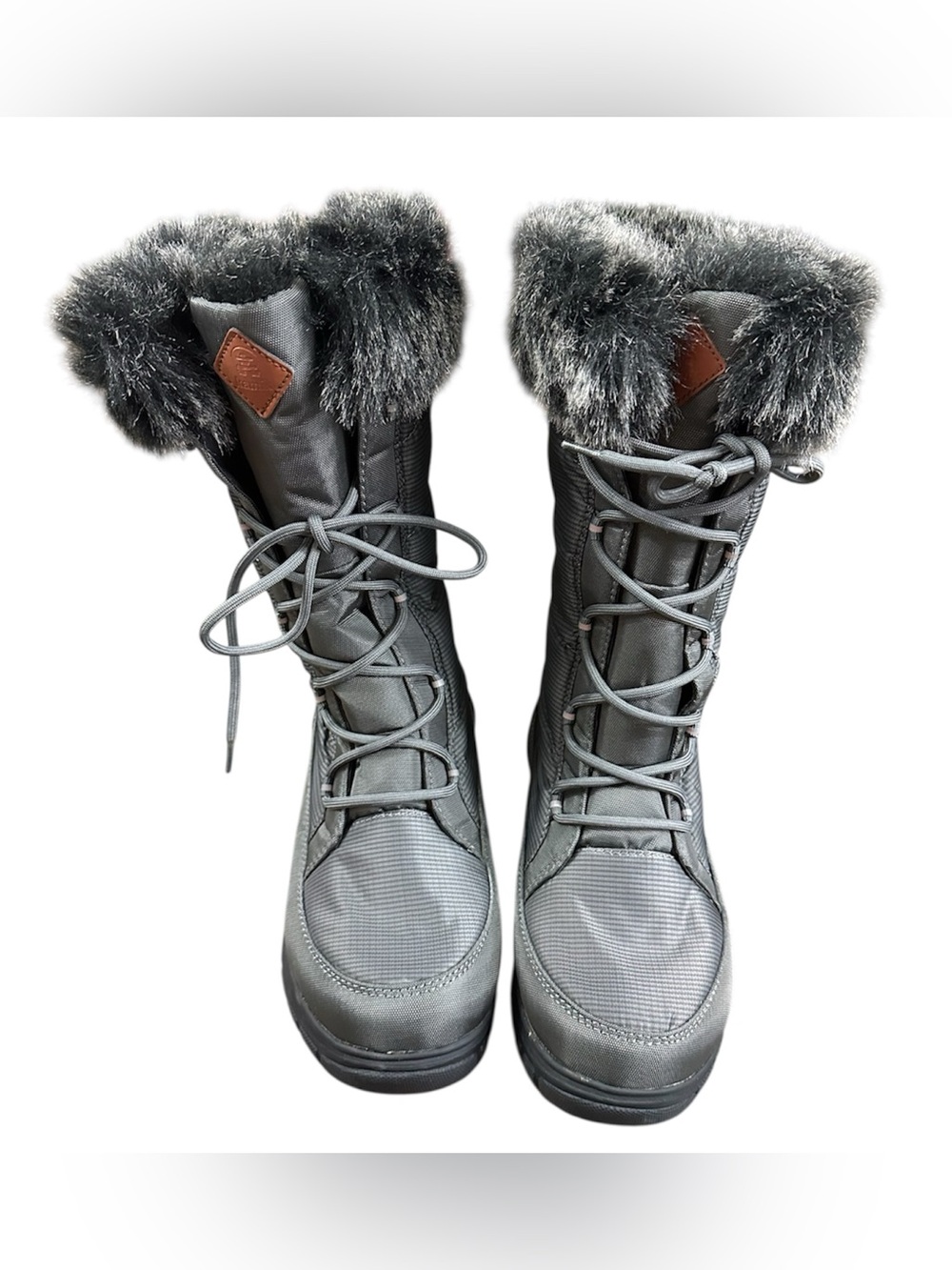 Kamik Yonkers Waterproof Winter Snow Boots Gray Faux Fur Trim Women’s Size 8